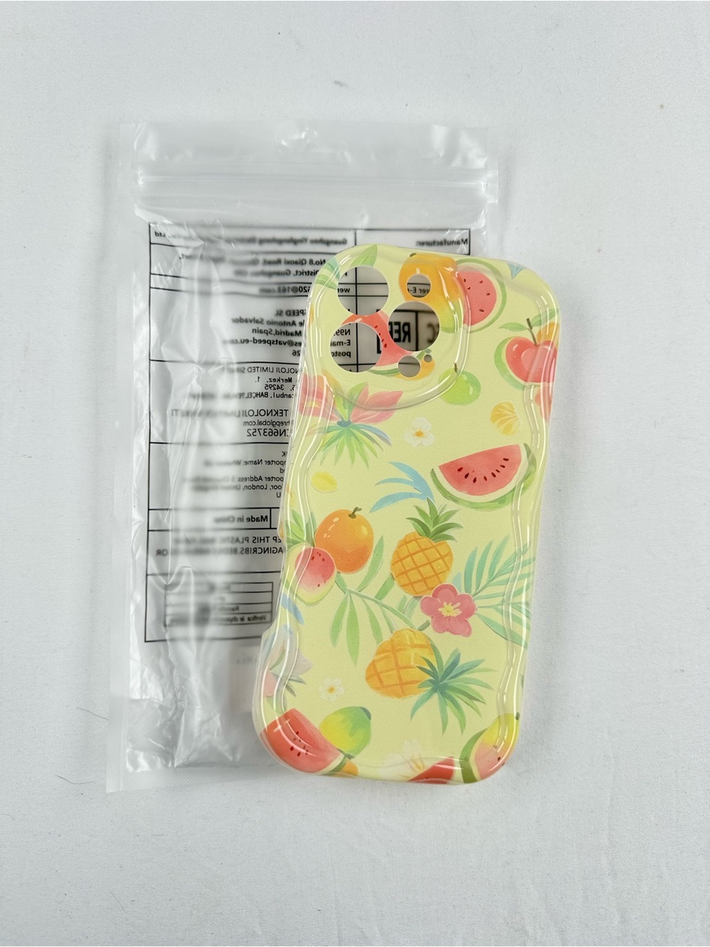SHEIN Yellow Tropical Fruit Pattern Phone Case for IPhone 16 Pro Max
